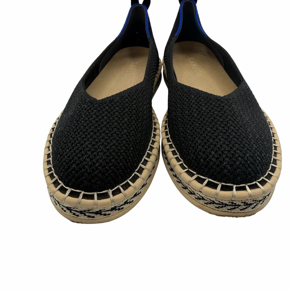 Rothy’s The Espadrille Flat in Black Boardwalk Knit Size 6.5 Jute‎ Sole Slip On - Picture 4 of 15